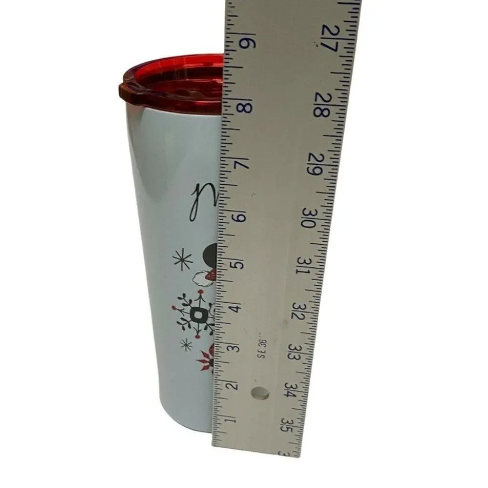 Disney Holiday Mickey Minnie Merry Christmas 22 Oz Tumbler Straw Tree Santa Hat.